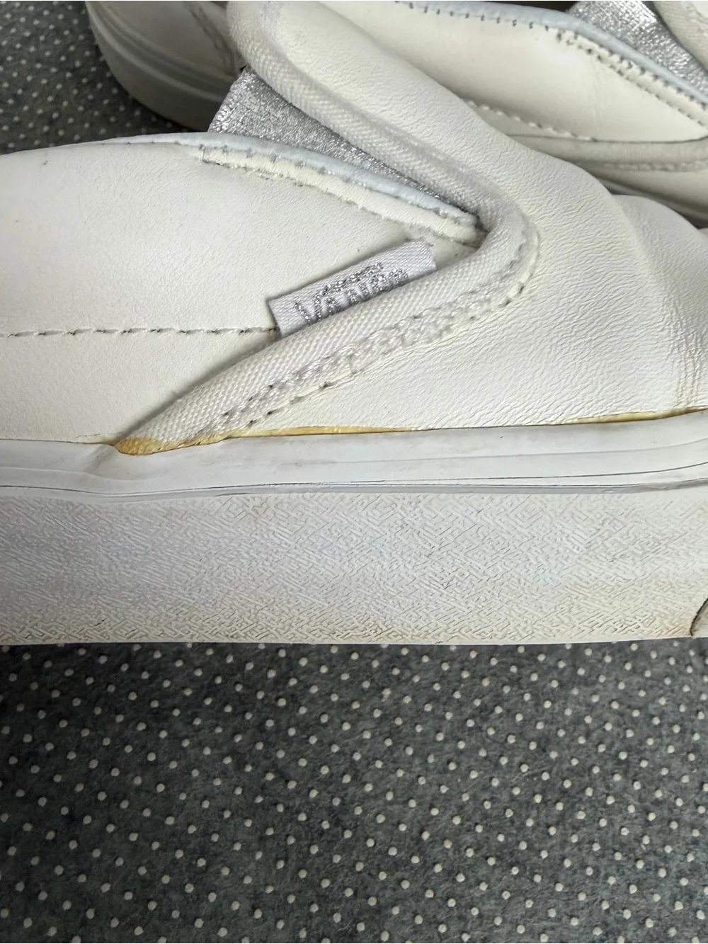 Vans White Slip-On Leather Loafers Size 8